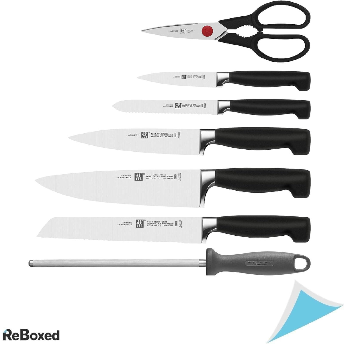 Zwilling Set 8 Piese 4 Stele Cutite Pila Ascutit Foarfeca Bloc Bambus