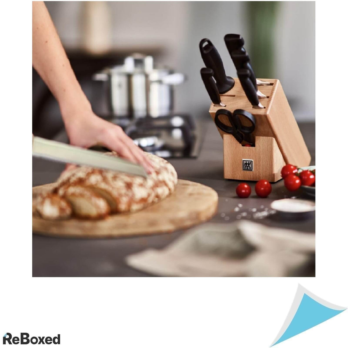 Zwilling Set 8 Piese 4 Stele Cutite Pila Ascutit Foarfeca Bloc Bambus