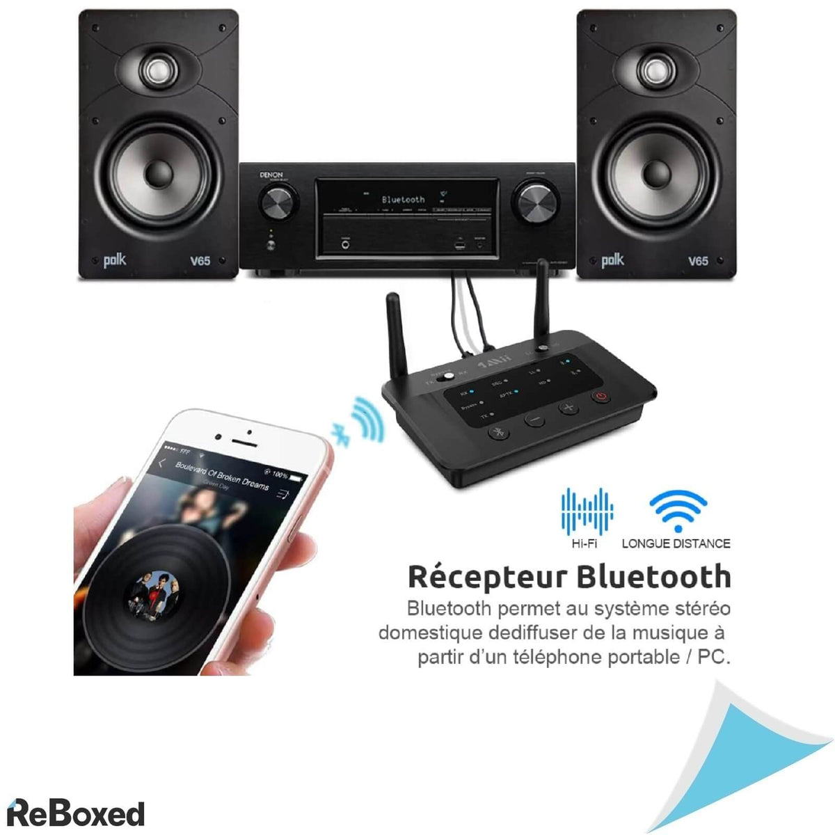 1mii B03 Receptor si Transmitator Bluetooth 5.0 aptX HD AAC 80 metri