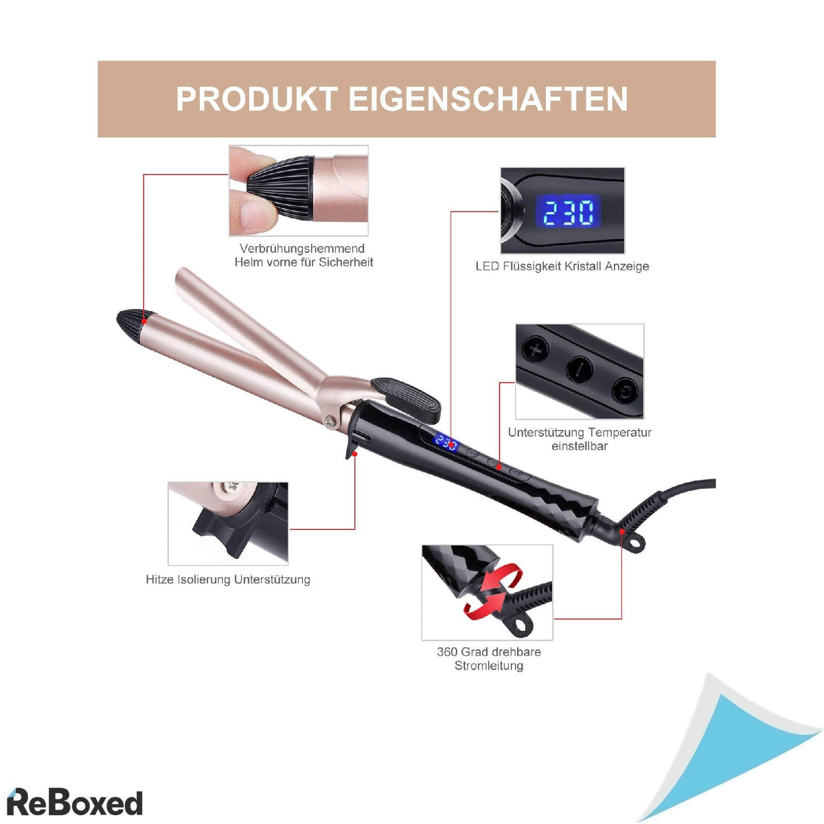 Aibesser Ondulator Ceramic 25 mm Ecran LCD 100-230 grade