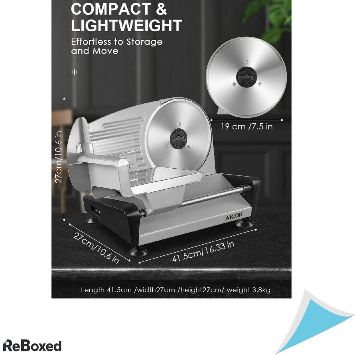 Aicok 519N Feliator Electric 150W Lama Detasabila Otel Carbon 19cm