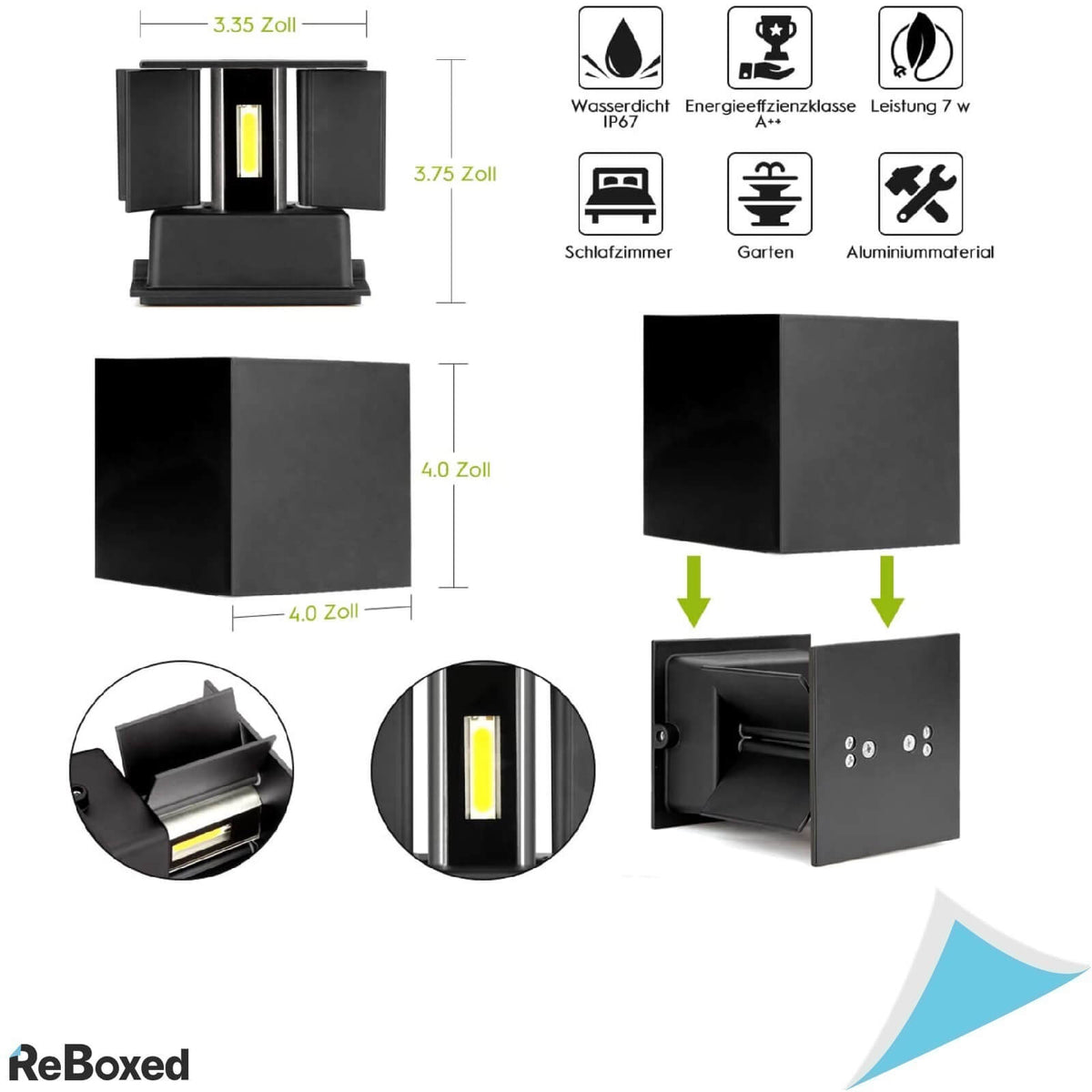 Set 2 Aplice LED de Perete Aluminium IP65 Fascicul Reglabil 2x12W