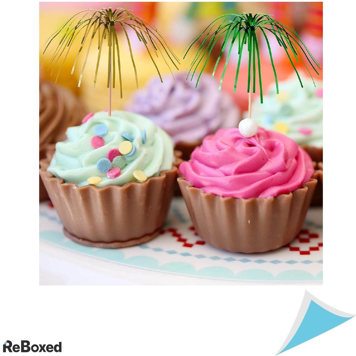 ALINK Set 100 Decoratiuni Bambus Colorate Palmier Cocktail 15cm