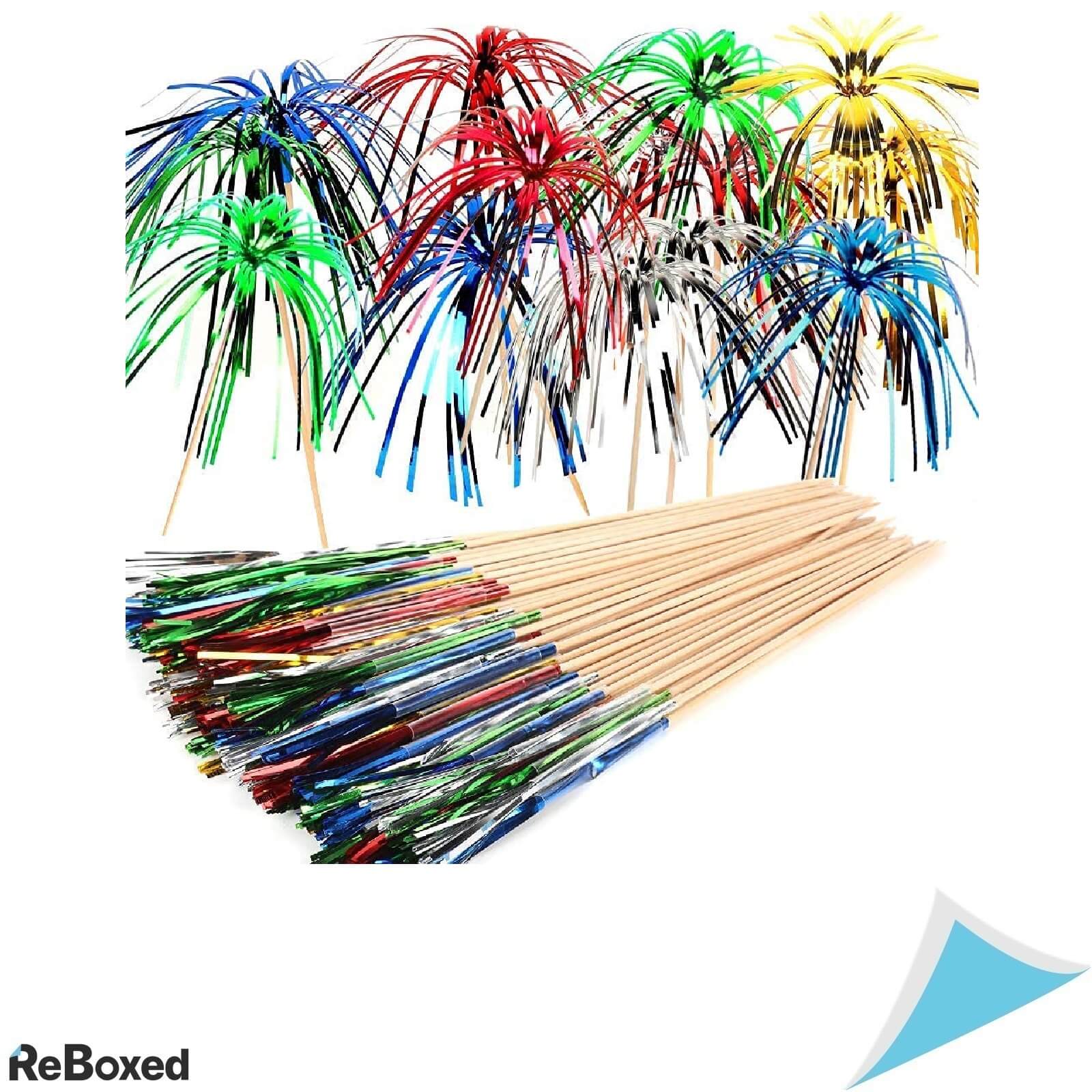 ALINK Set 100 Decoratiuni Bambus Colorate Palmier Cocktail 15cm