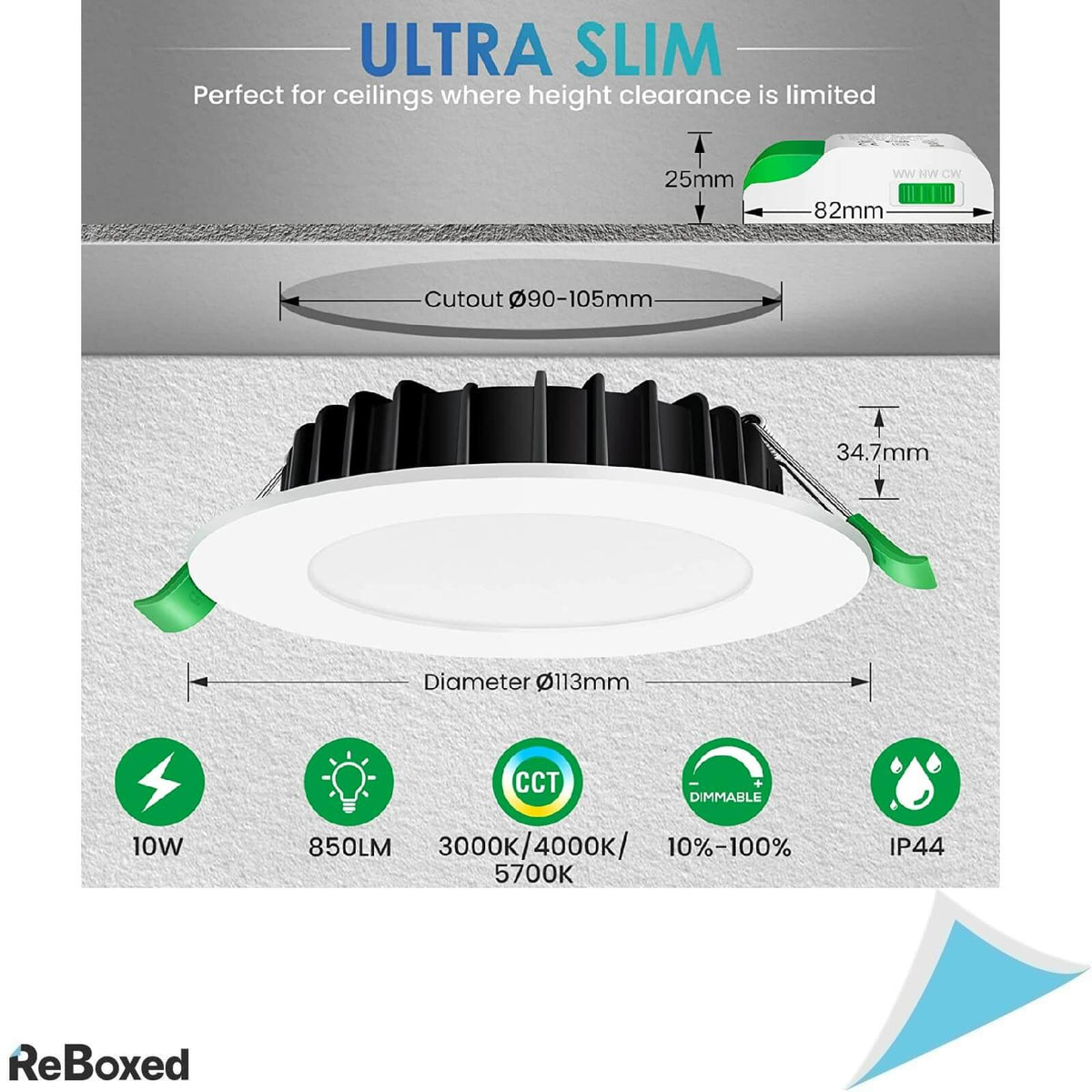 Alusso Set 12 Spoturi LED 113mm Incastrabile 10W 850lm Dimabile
