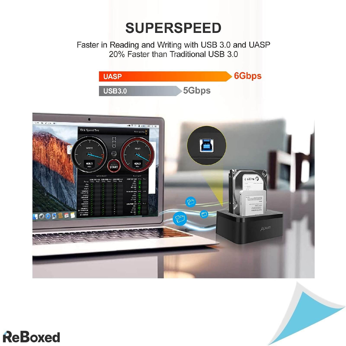 Alxum Docking Station pentru 2 x HDD/SSD SATA3 Functia de Clonare