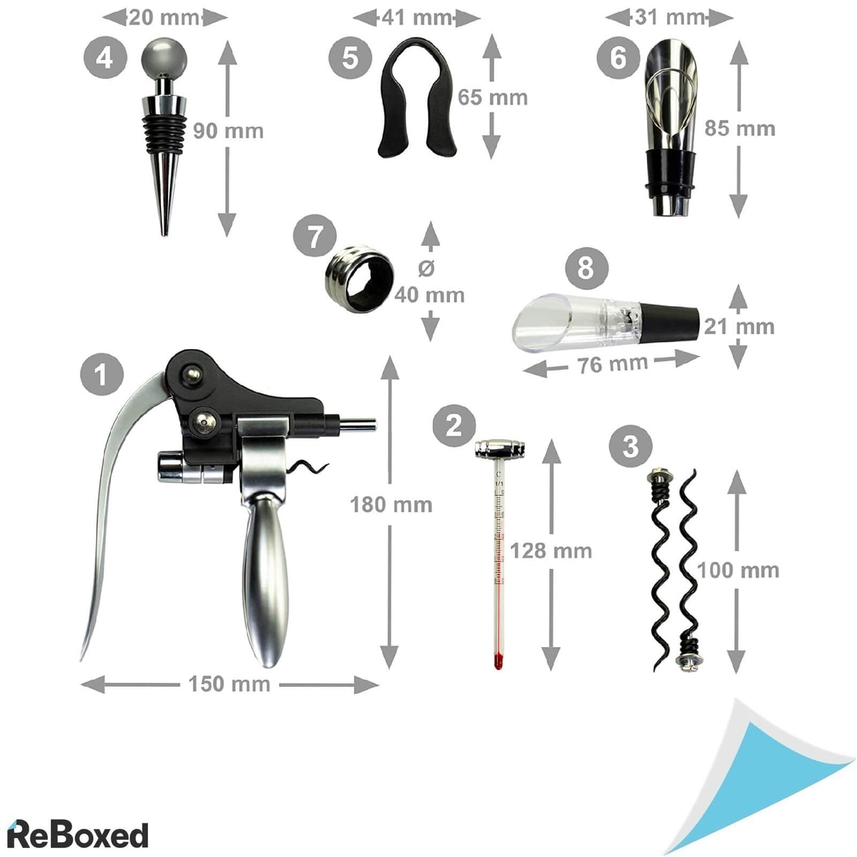 Amavel Sommelier Set 10 Accesorii Profesionale Vin in Cutie Lemn