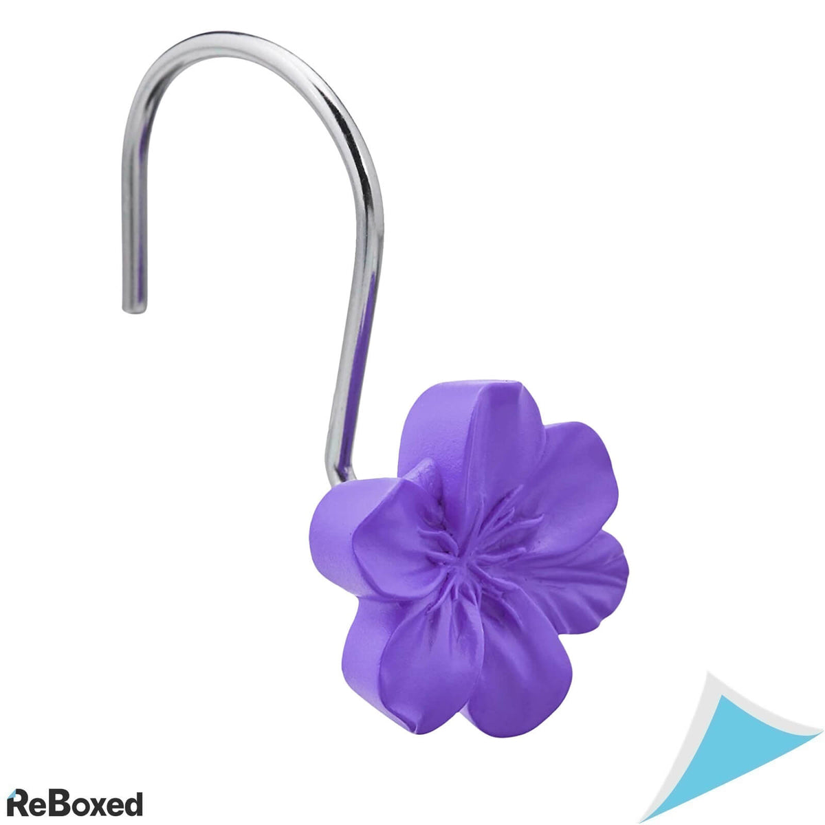 Set de 12 Carlige Decorative Floare Mov pentru Perdeaua de Dus