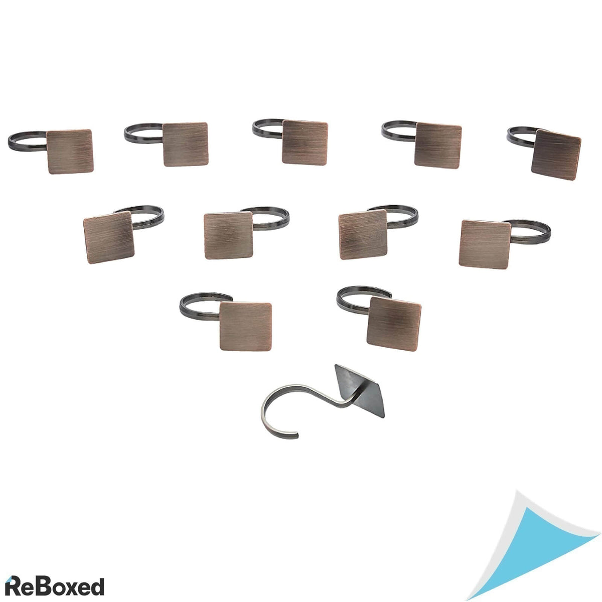 Set de 12 Carlige Decorative Patrat Bronz Perdeaua de Dus