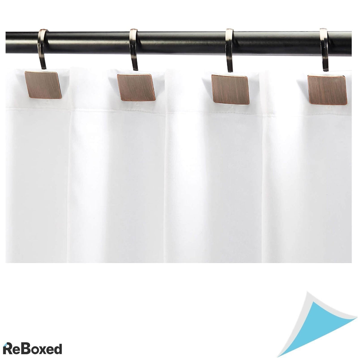 Set de 12 Carlige Decorative Patrat Bronz Perdeaua de Dus