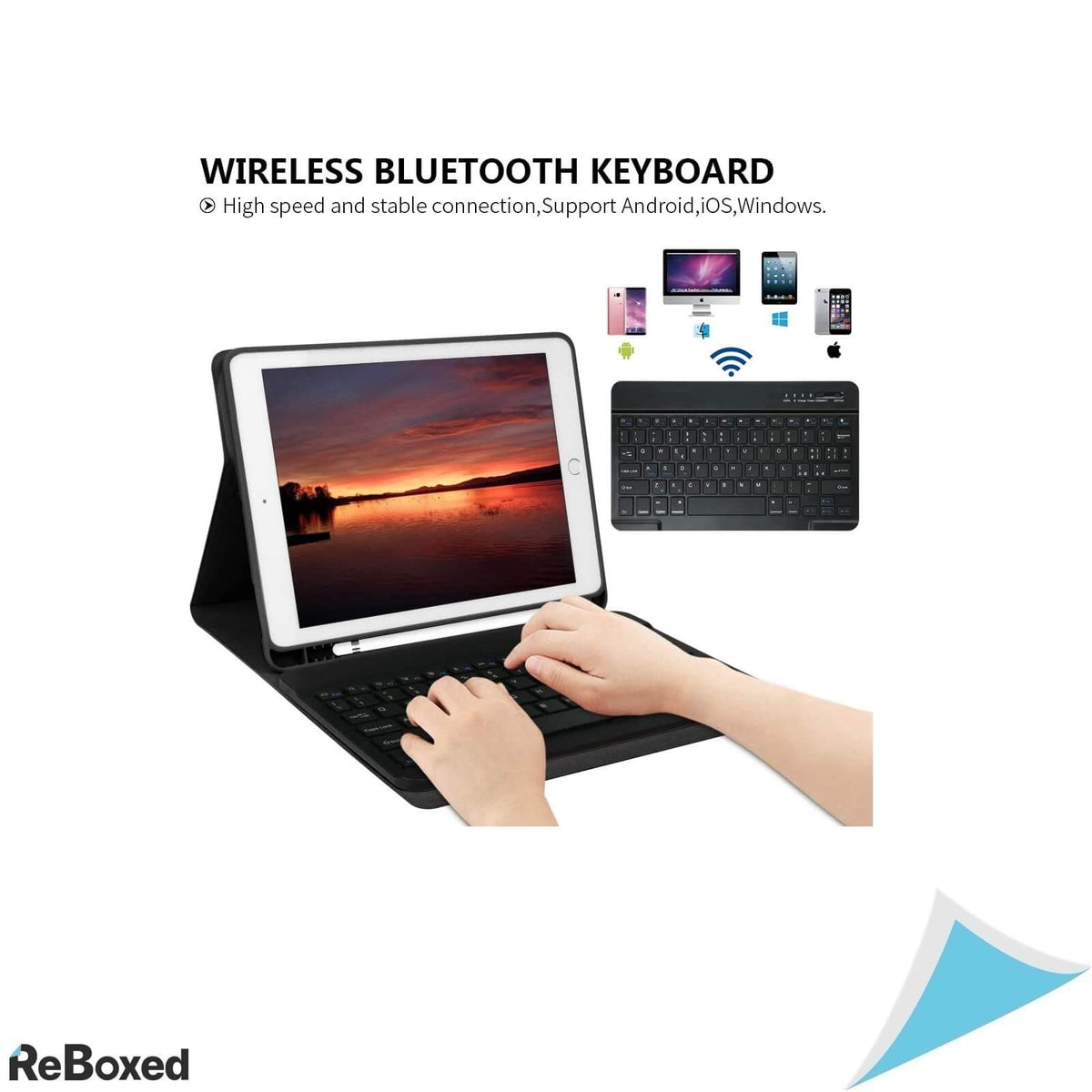 AmzCase Husa Apple iPad 9.7 cu Tastatura Bluetooth si Suport Apple Pen