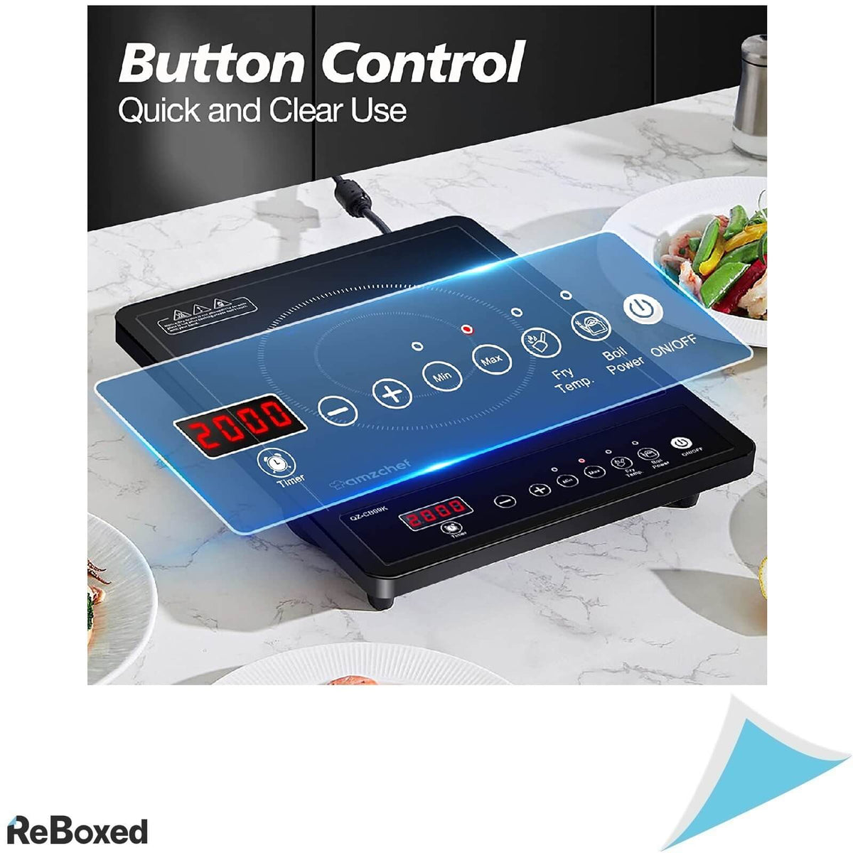 AMZCHEF ‎SK-CB09K Plita cu Inductie 1 Ochi 2000 W Sticla Timer