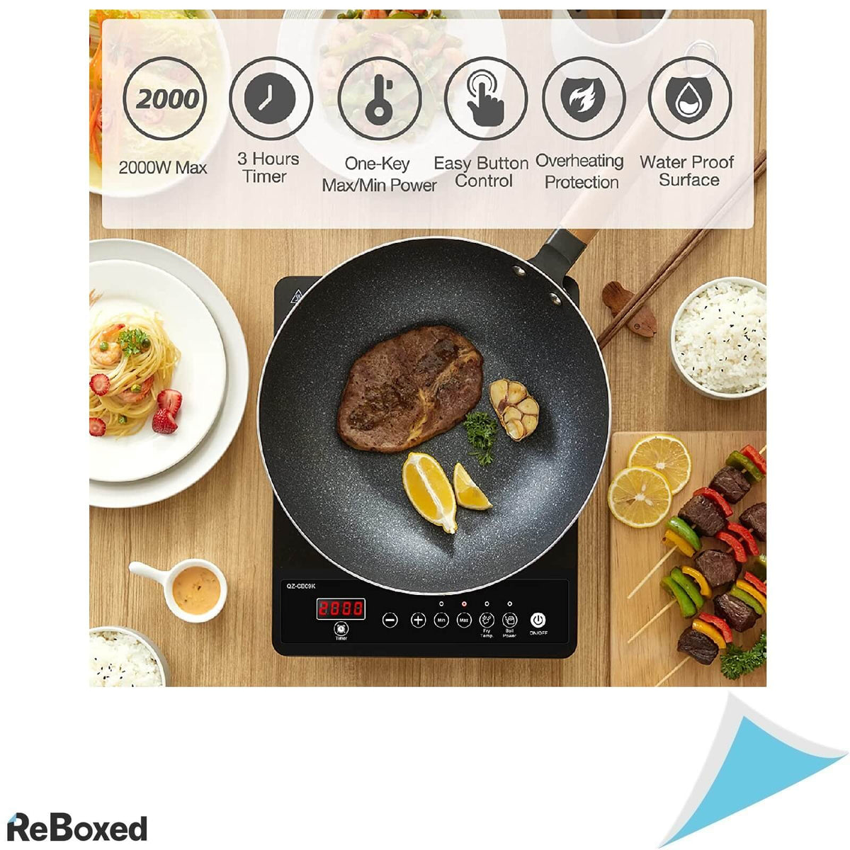 AMZCHEF ‎SK-CB09K Plita cu Inductie 1 Ochi 2000 W Sticla Timer