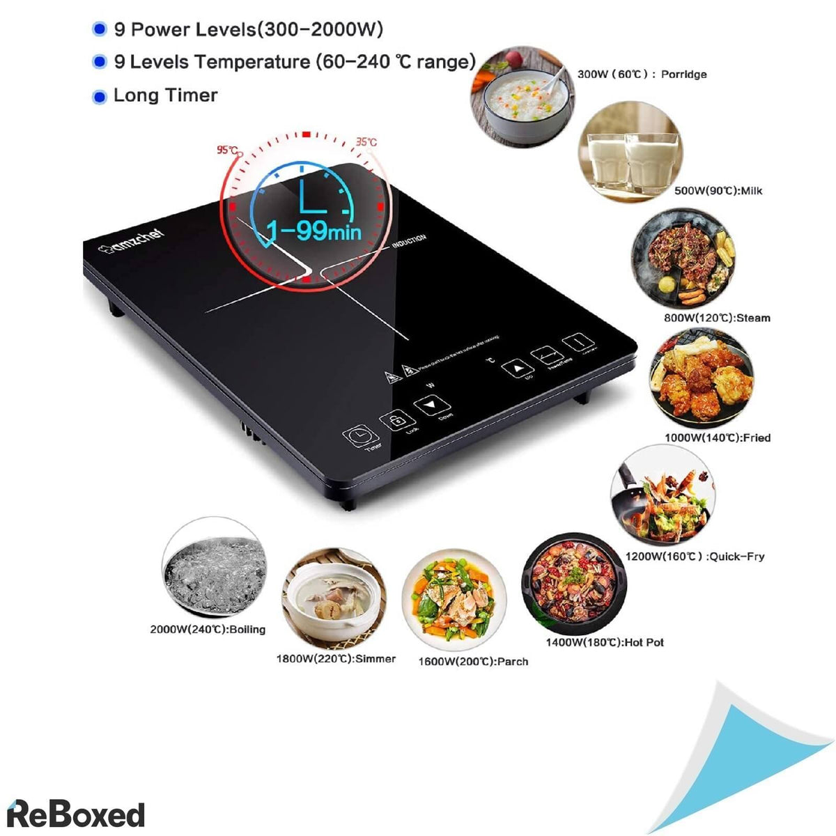 AMZCHEF SK-CB16 Plita cu Inductie 1 Ochi 2000W Sticla Timer