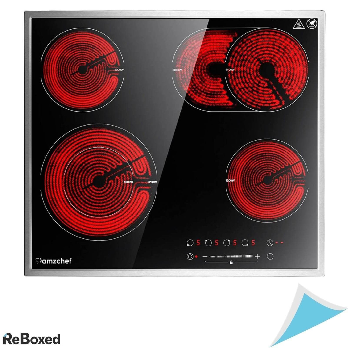 AmzChef Plita Vitroceramica Incastrabila 59cm 4 Zone 9 Niveluri