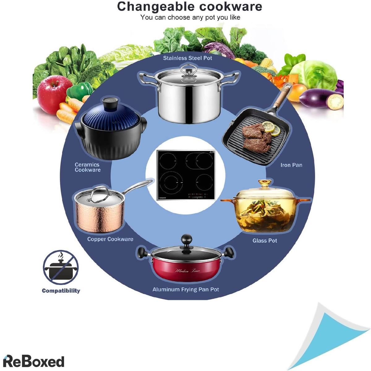 AmzChef Plita Vitroceramica Incastrabila 59cm 4 Zone 9 Niveluri