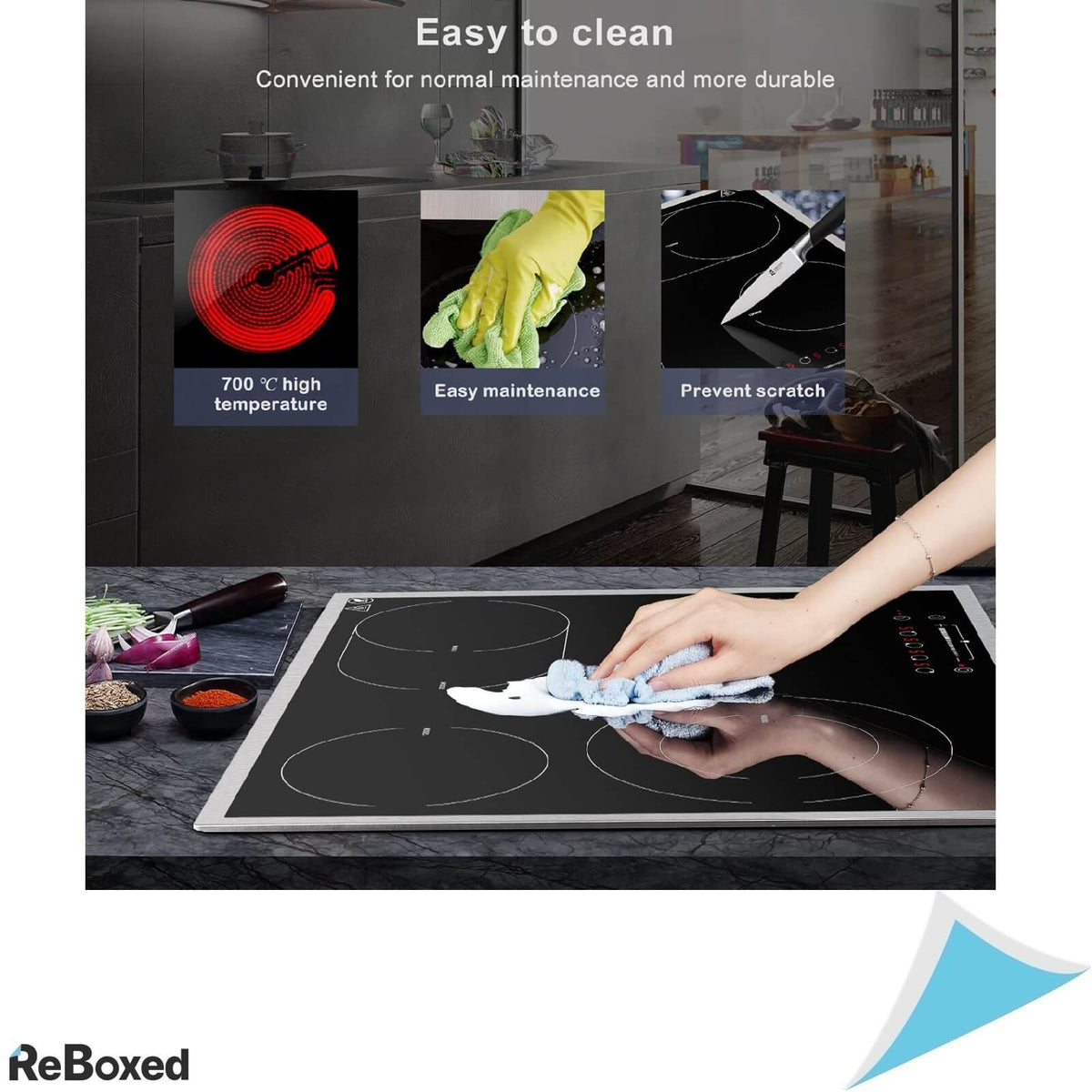 AmzChef Plita Vitroceramica Incastrabila 59cm 4 Zone 9 Niveluri