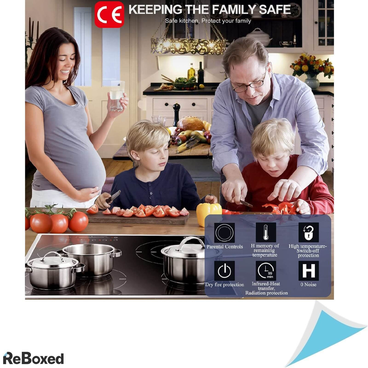 AmzChef Plita Vitroceramica Incastrabila 59cm 4 Zone 9 Niveluri