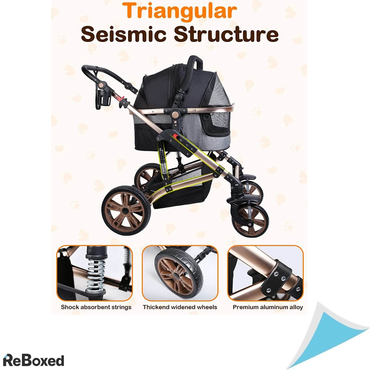 Anipark Carucior 3in1 Aluminiu pentru Animale Medii si Mici