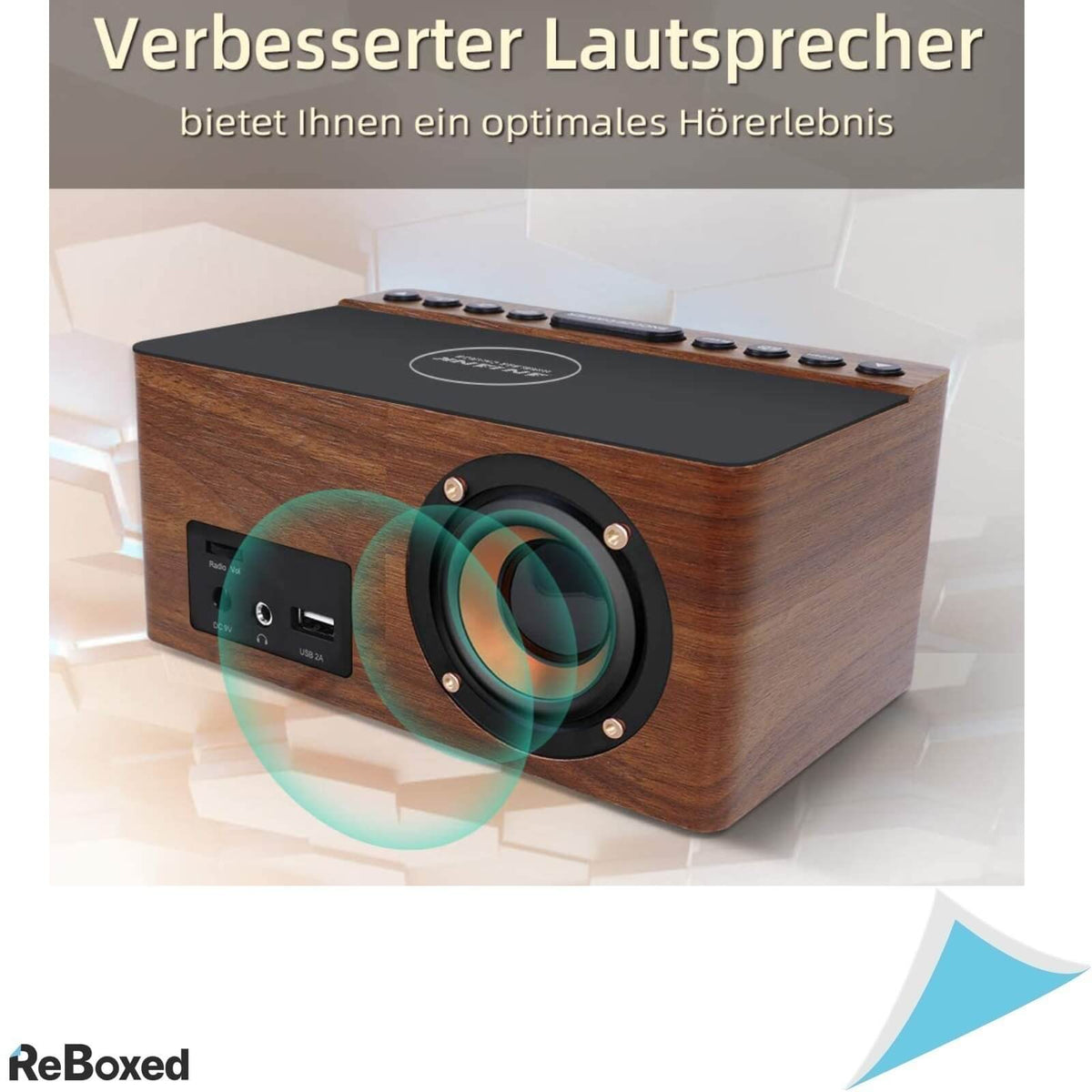 Anjank Radio Ceas Digital Alarma Lemn si Incarcare 10W Telefon