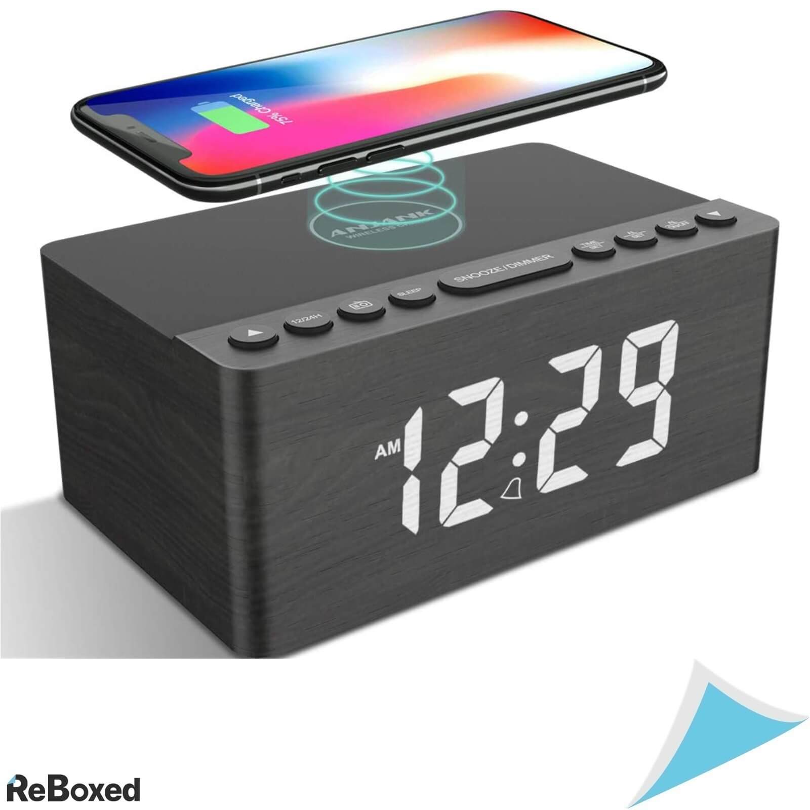 Anjank Radio Ceas Digital Alarma si Incarcare 10W Telefon Negru