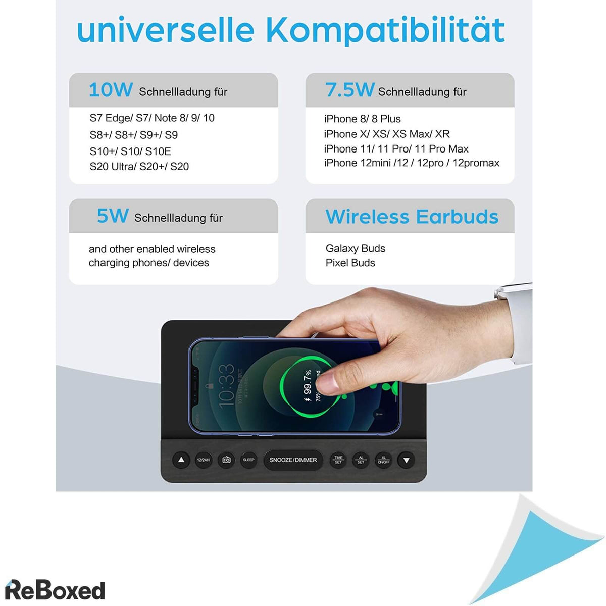 Anjank Radio Ceas Digital Alarma si Incarcare 10W Telefon Negru