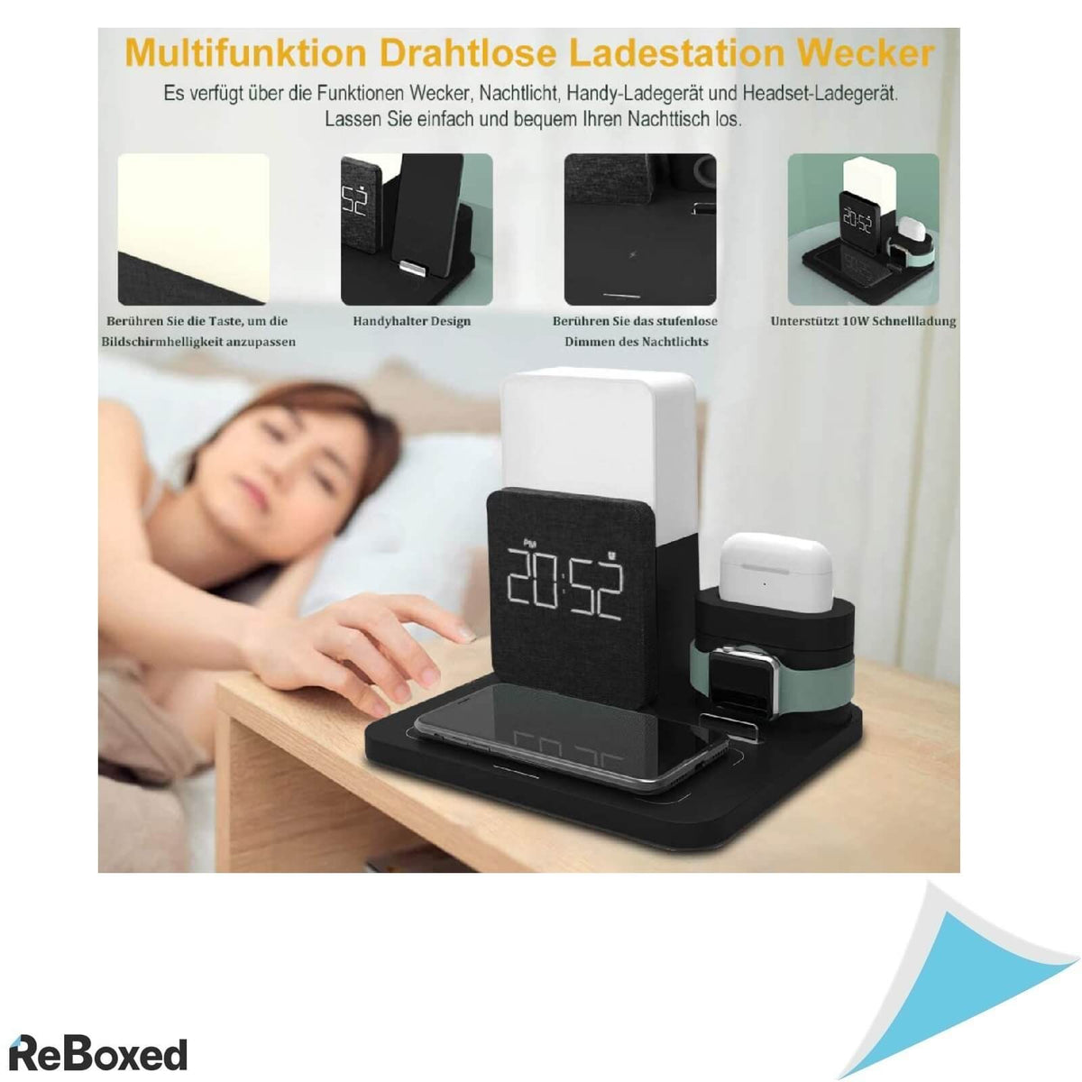 Anole Ceas Alarma Multifunctional 4in1 Incarcator Wireless Qi