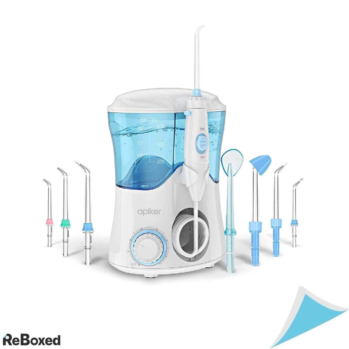 Apiker Dus Bucal IPX7 10 Presiuni Apa 600ml 8 Capete 360grade Alb