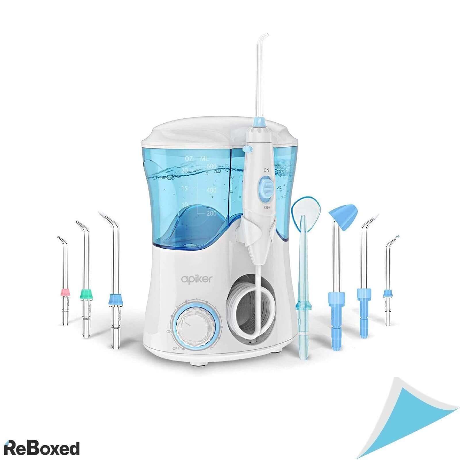 Apiker Dus Bucal IPX7 10 Presiuni Apa 600ml 8 Capete 360grade Alb