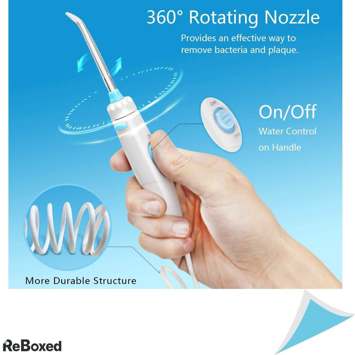 Apiker Dus Bucal IPX7 10 Presiuni Apa 600ml 8 Capete 360grade Alb