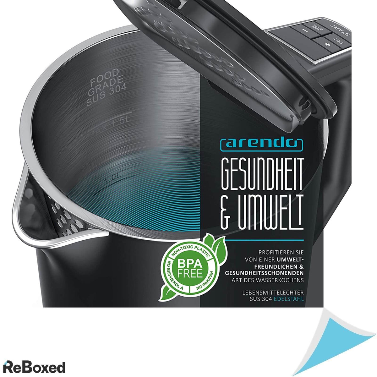 Arendo Fierbator de Apa 2200W 1.5L 40-100 grade Otel SUS304