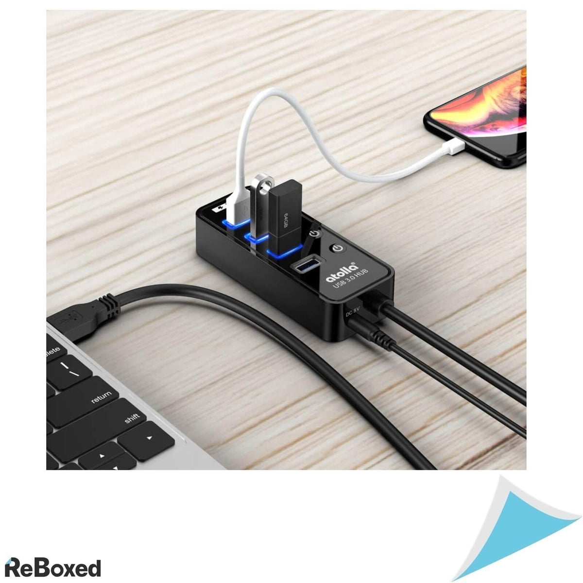 Atolla HUB USB 3.0 4 Porturi cu Comutator si Adaptor 5V 3A