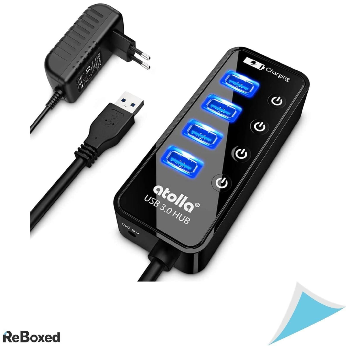 Atolla HUB USB 3.0 4 Porturi cu Comutator si Adaptor 5V 3A