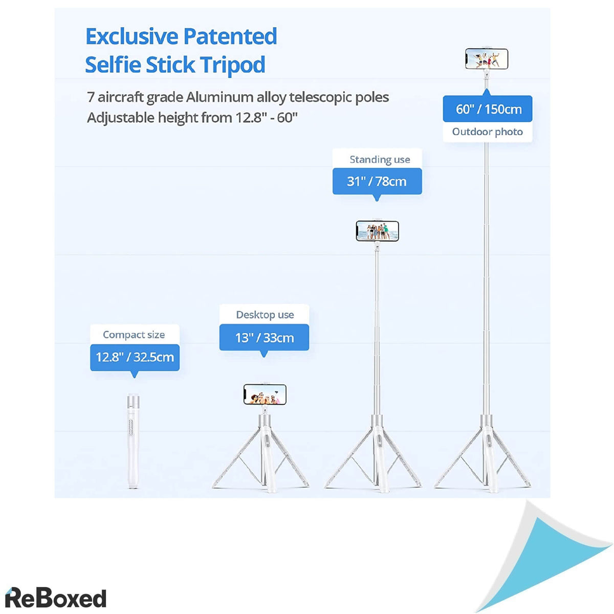 Atumtek Selfie Stick 150cm 3-in-1 Bluetooth Aluminiu Telecomanda