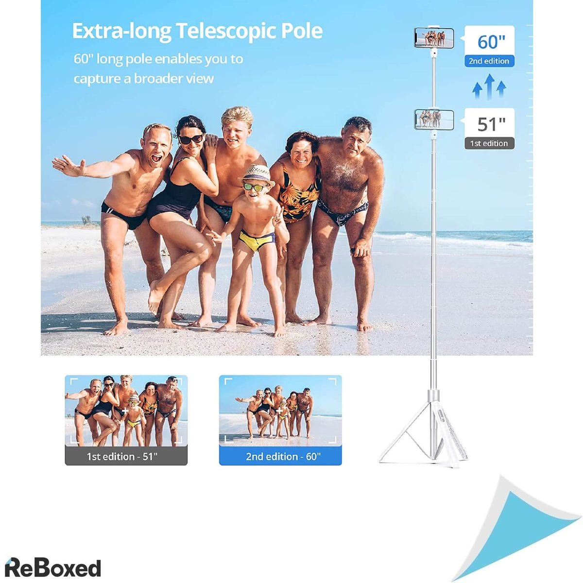 Atumtek Selfie Stick 150cm 3-in-1 Bluetooth Aluminiu Telecomanda