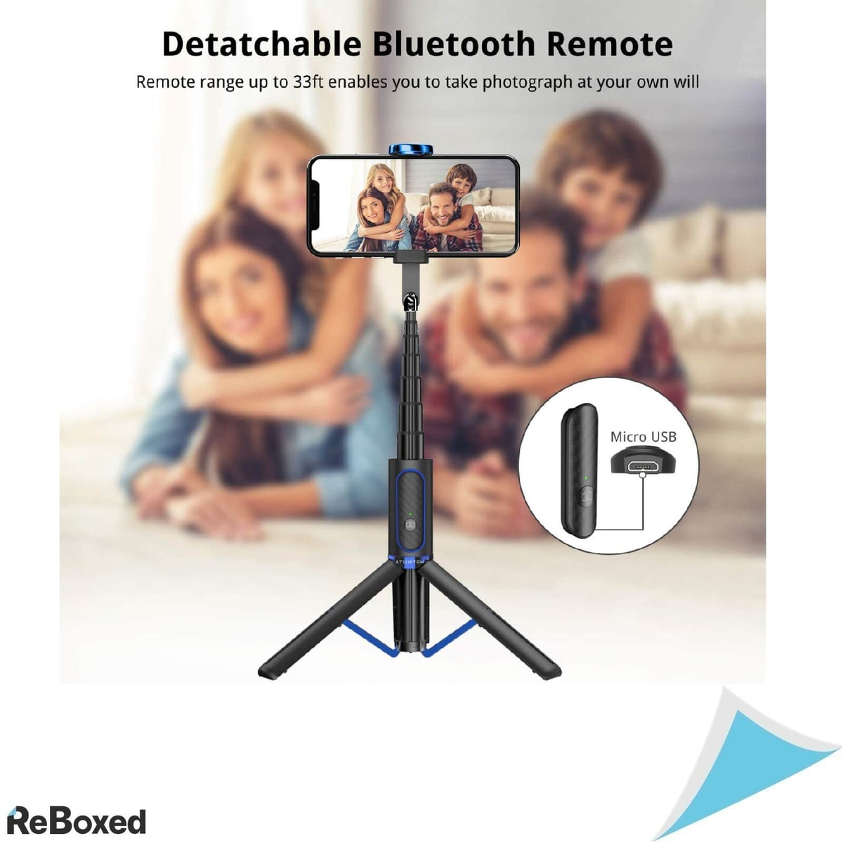 Atumtek Selfie Stick 3-in-1 Bluetooth Aluminiu Telecomanda