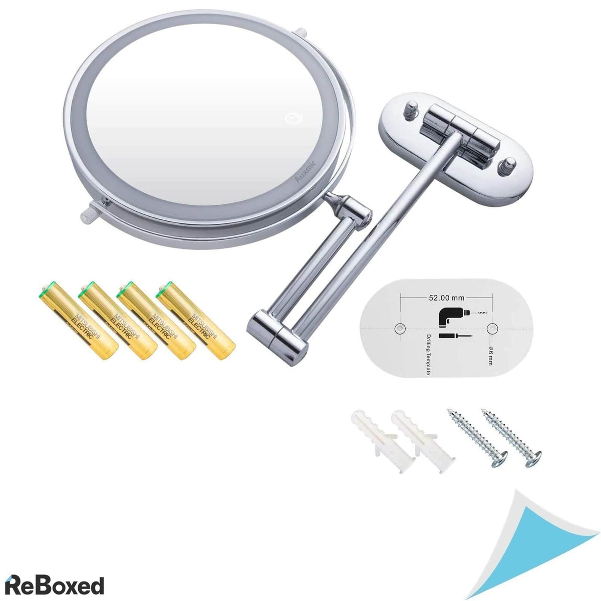 Auxmir Oglinda de Perete 20 cm Marire 1X si 10X Lumina LED