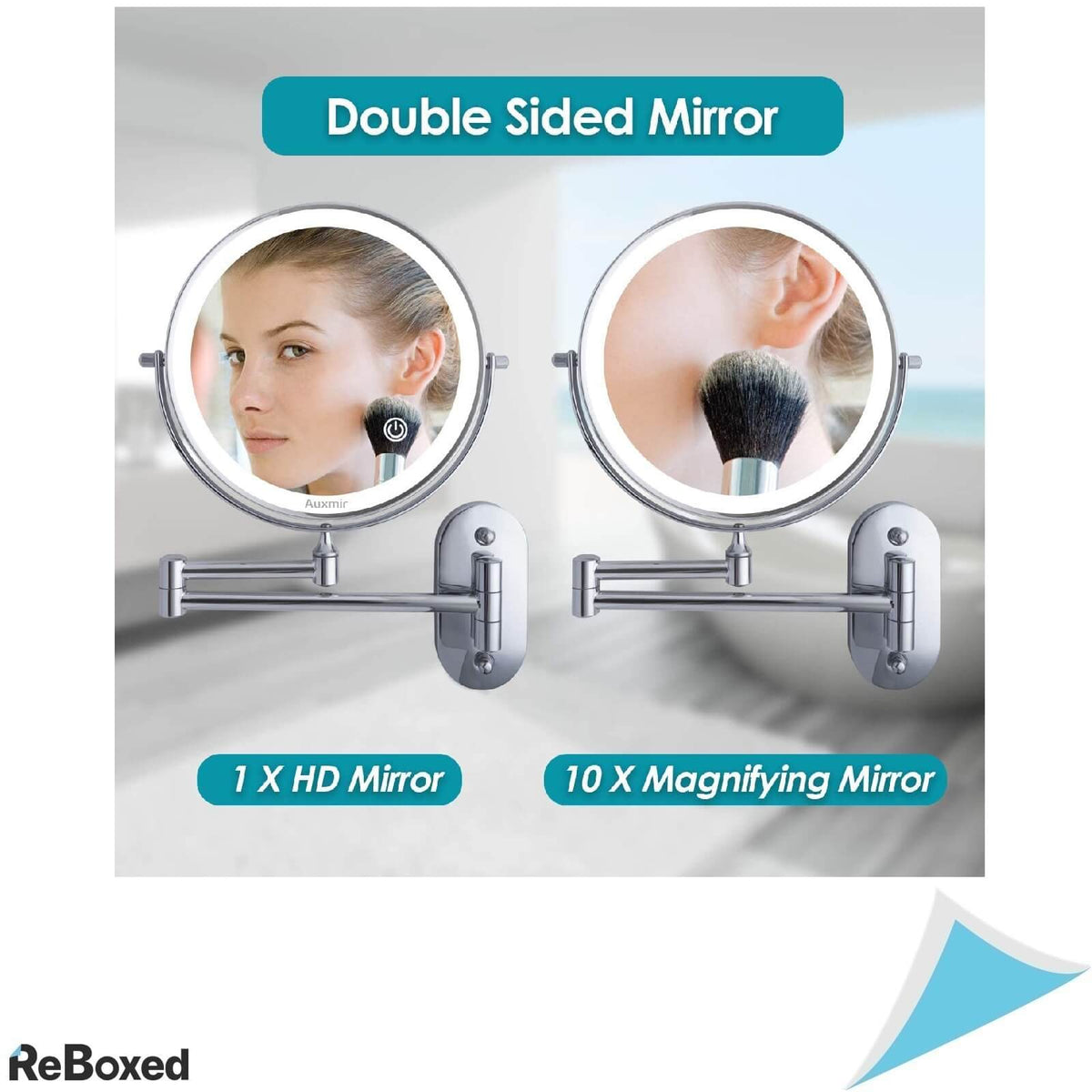 Auxmir Oglinda de Perete 20 cm Marire 1X si 10X Lumina LED