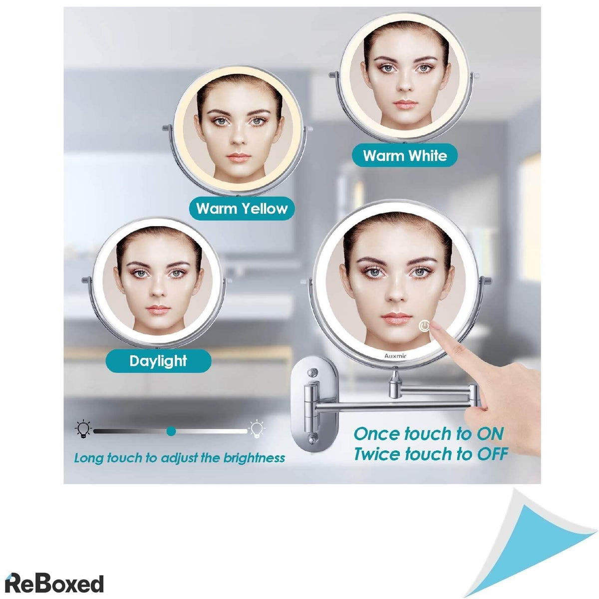 Auxmir Oglinda de Perete 20 cm Marire 1X si 10X Lumina LED