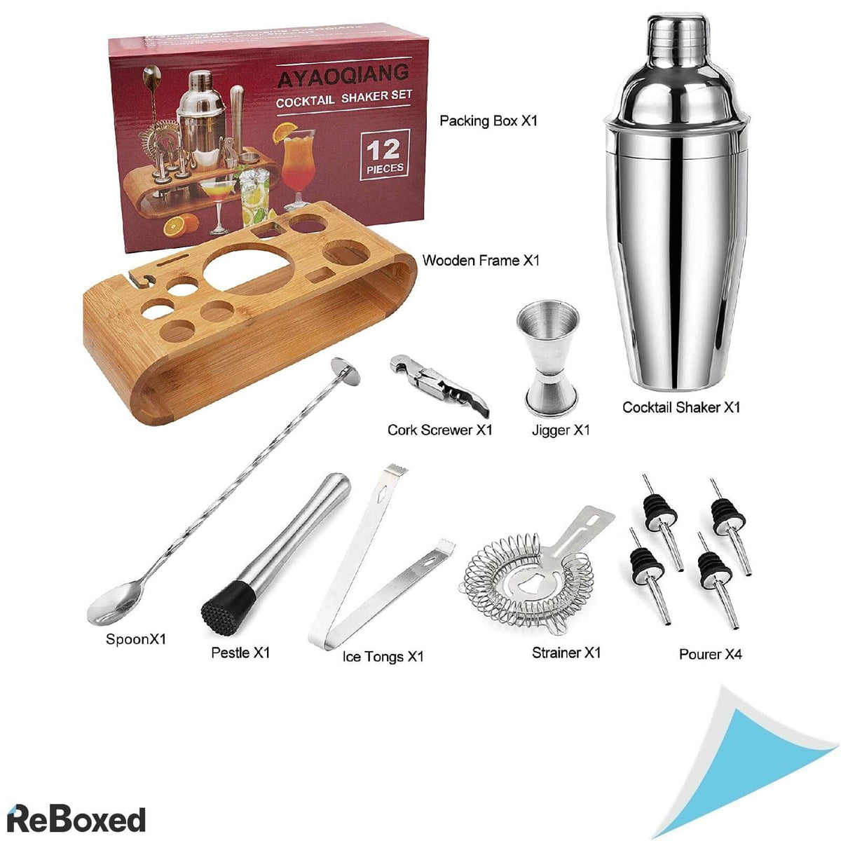Barman Shaker XL Set Cocktail 12 Accesorii Otel Inoxidabil