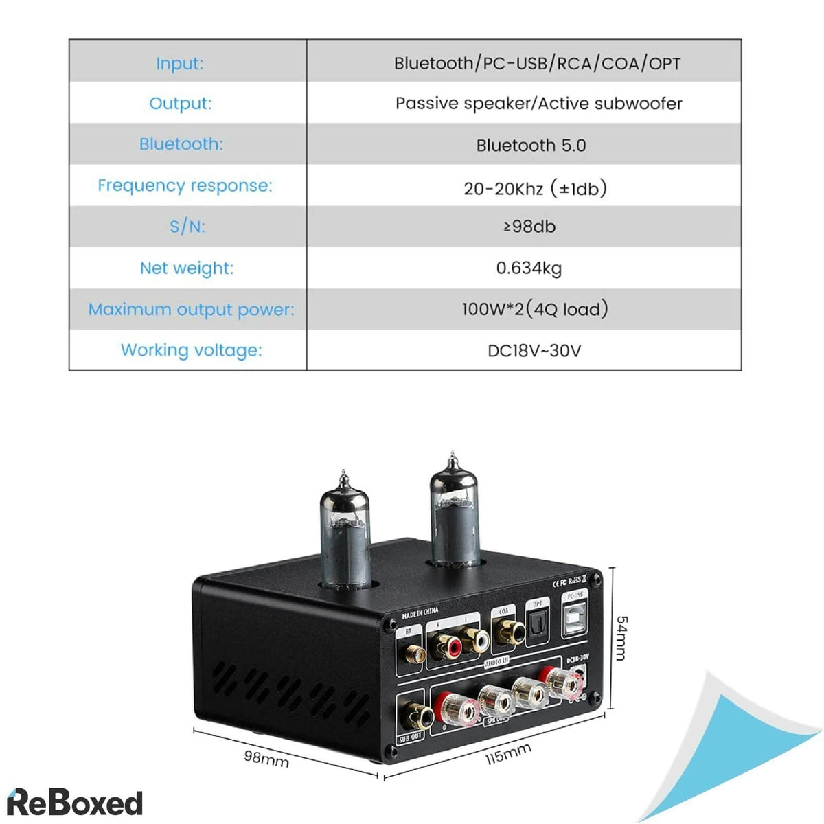 AIYIMA T9 Amplificator 2x100W Lampi 6K4 Bluetooth VuMetru