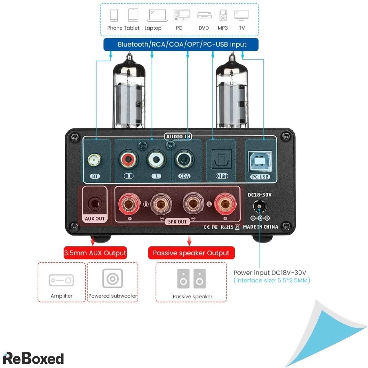 AIYIMA T9 Amplificator 2x100W Lampi 6K4 Bluetooth VuMetru