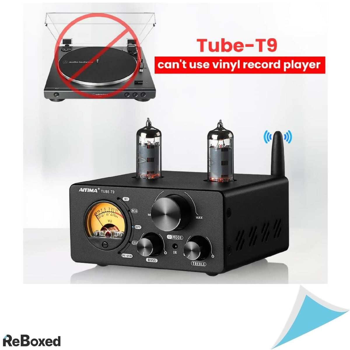 AIYIMA T9 Amplificator 2x100W Lampi 6K4 Bluetooth VuMetru