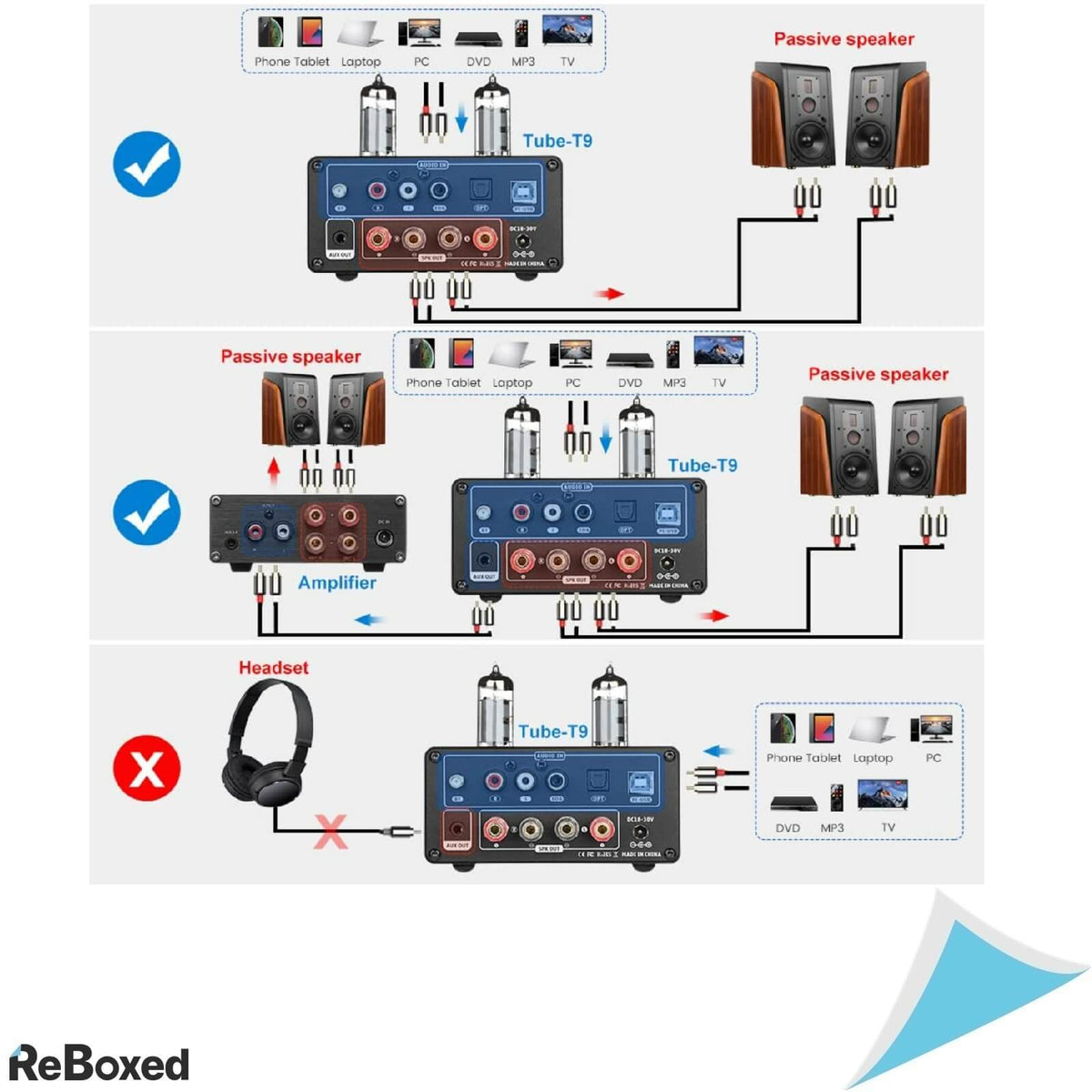 AIYIMA T9 Amplificator 2x100W Lampi 6K4 Bluetooth VuMetru