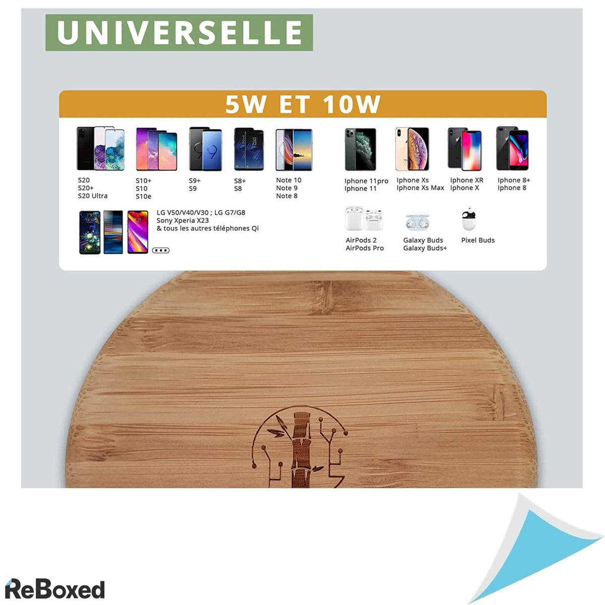 Bamboo Electronica Incarcator Qi USB-C Wireless 10W