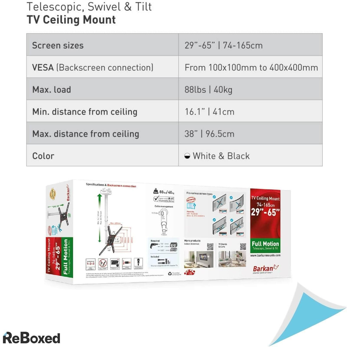 Barkan 3500 Suport TV de Tavan 40Kg 29-65 inch Telescopic