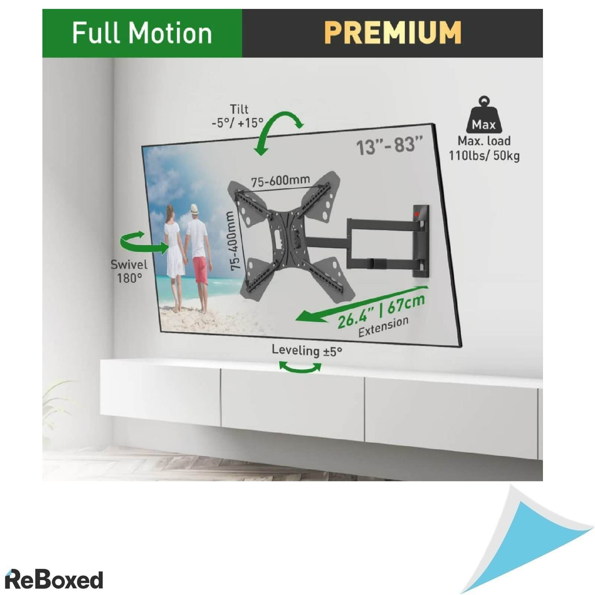 Barkan Suport TV de perete 50Kg 13-80 inch Pivot Articulabil