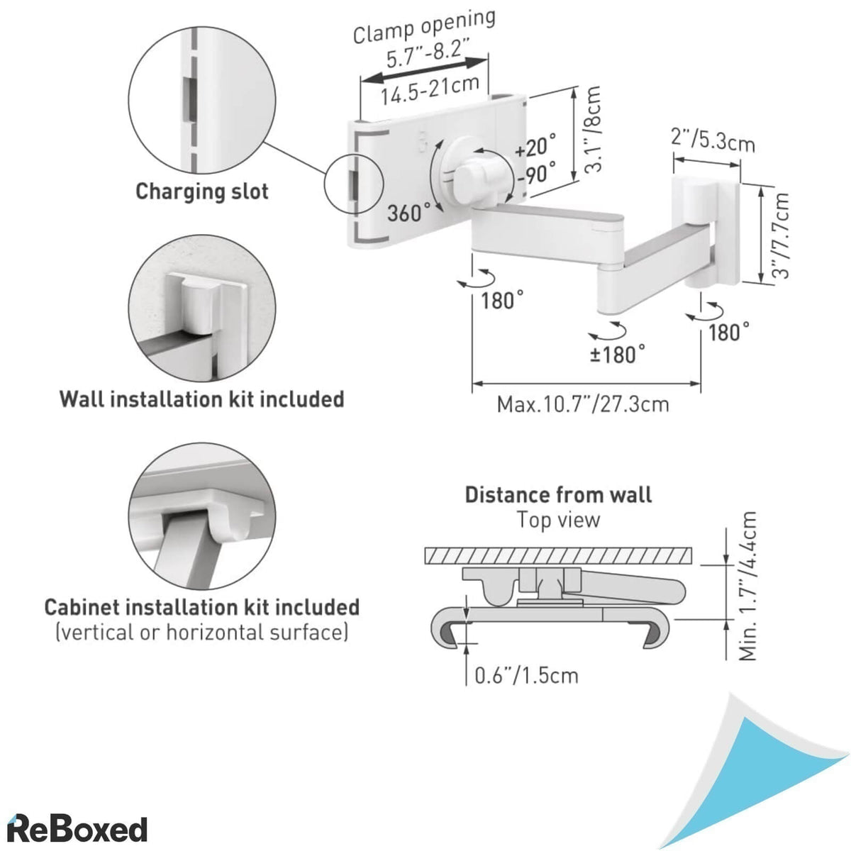 Barkan T54 Suport Tableta de perete 1.4Kg 7-12 inch Pivot Articulabil