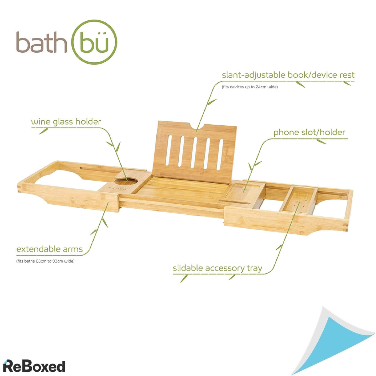 Suport Plansa pentru Cada din Bambus Extensibil 63-93cm