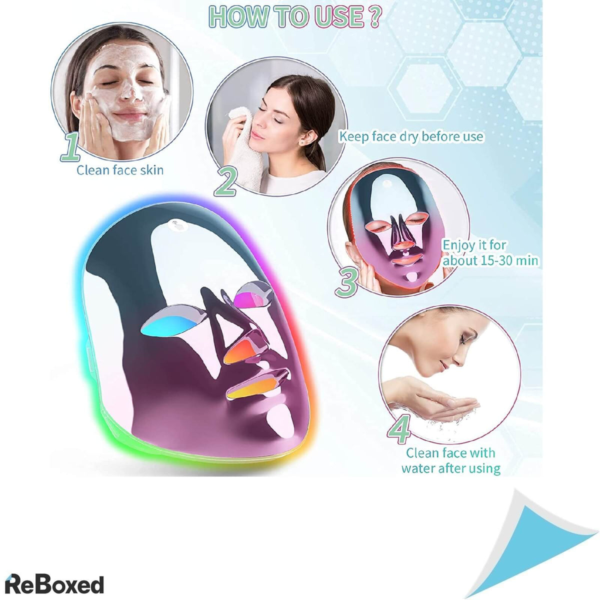 Masca Fototerapie LED 7 Culori Anti-Imbatranire Rejuvenation